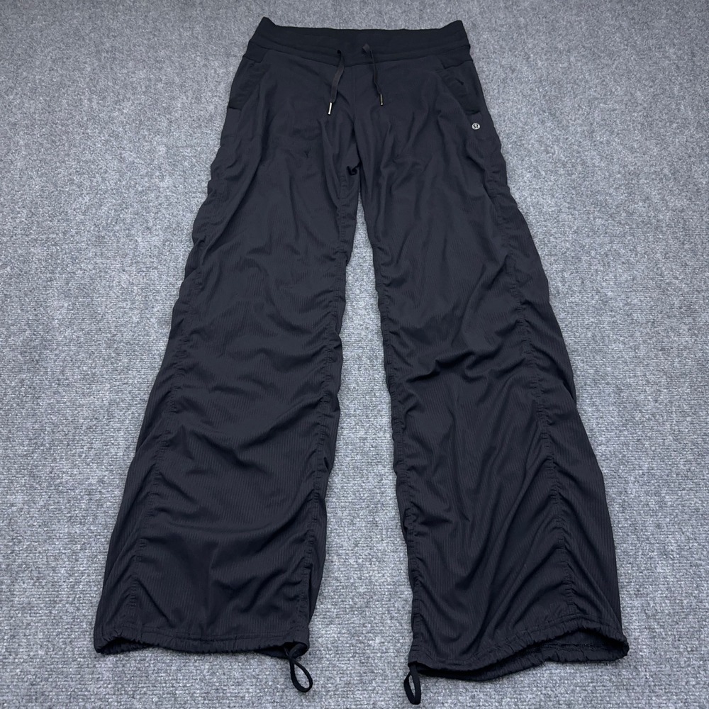 Lululemon Dance Studio Pants Women's 6 Black Mid-Rise Relaxed Cinch Hem 33"